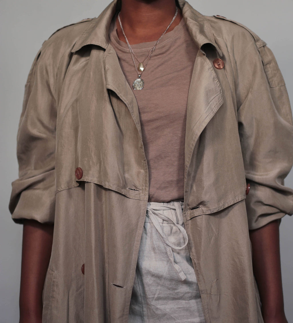 Vintage 100% silk trench coat