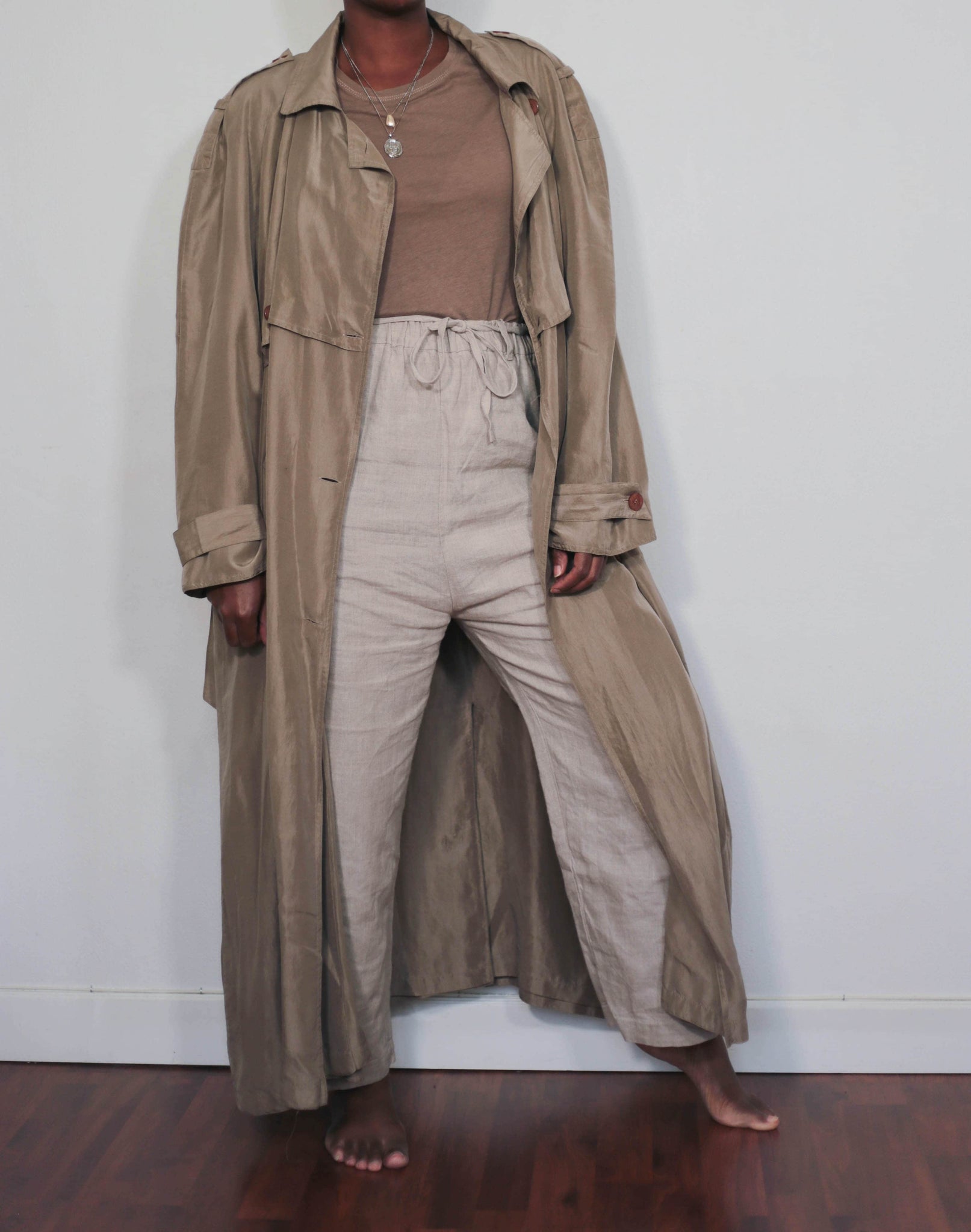 Vintage 100% silk trench coat