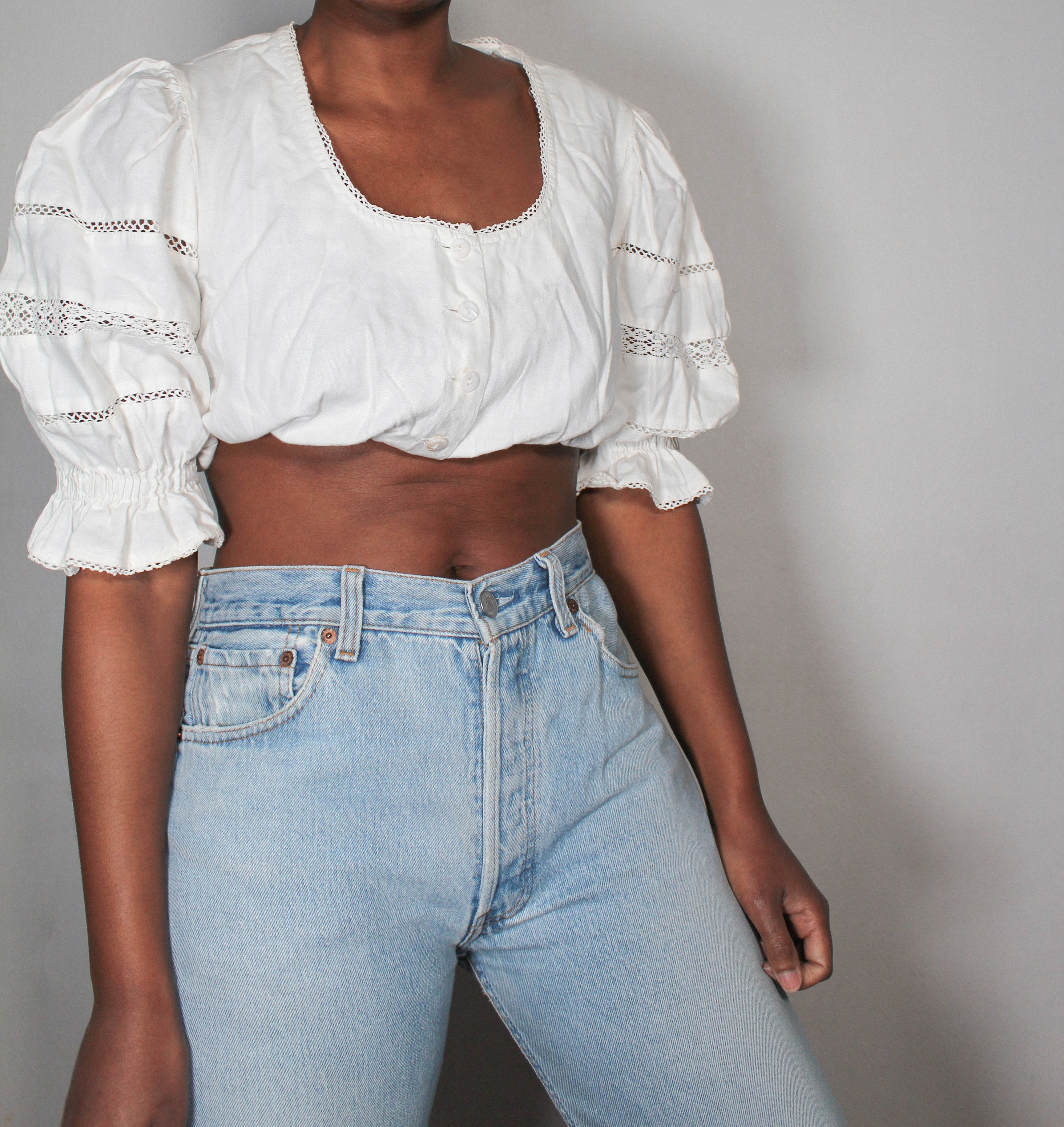 Vintage white Austrian crop top - Mae Vintage